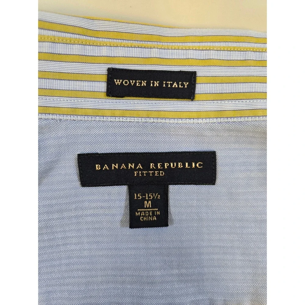 Banana Republic Mens Fitted Striped Button Down‎ Shirt M 15-15.5 Woven in Italy